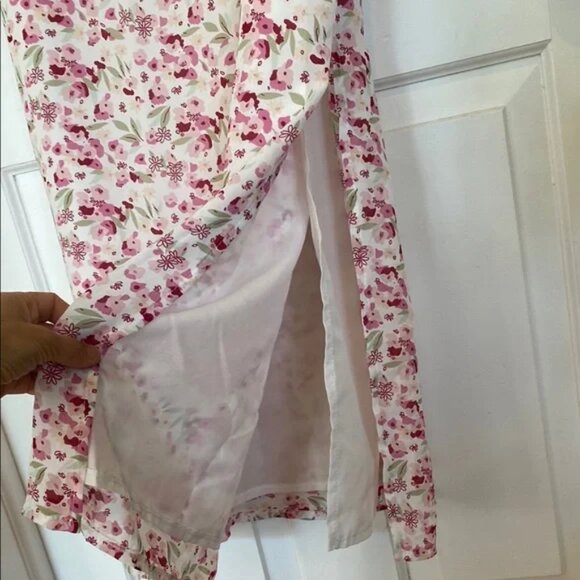 Vintage White and Pink Microfloral Maxi Skirt Feminine Boho Romantic Long Dainty - Picture 2 of 4